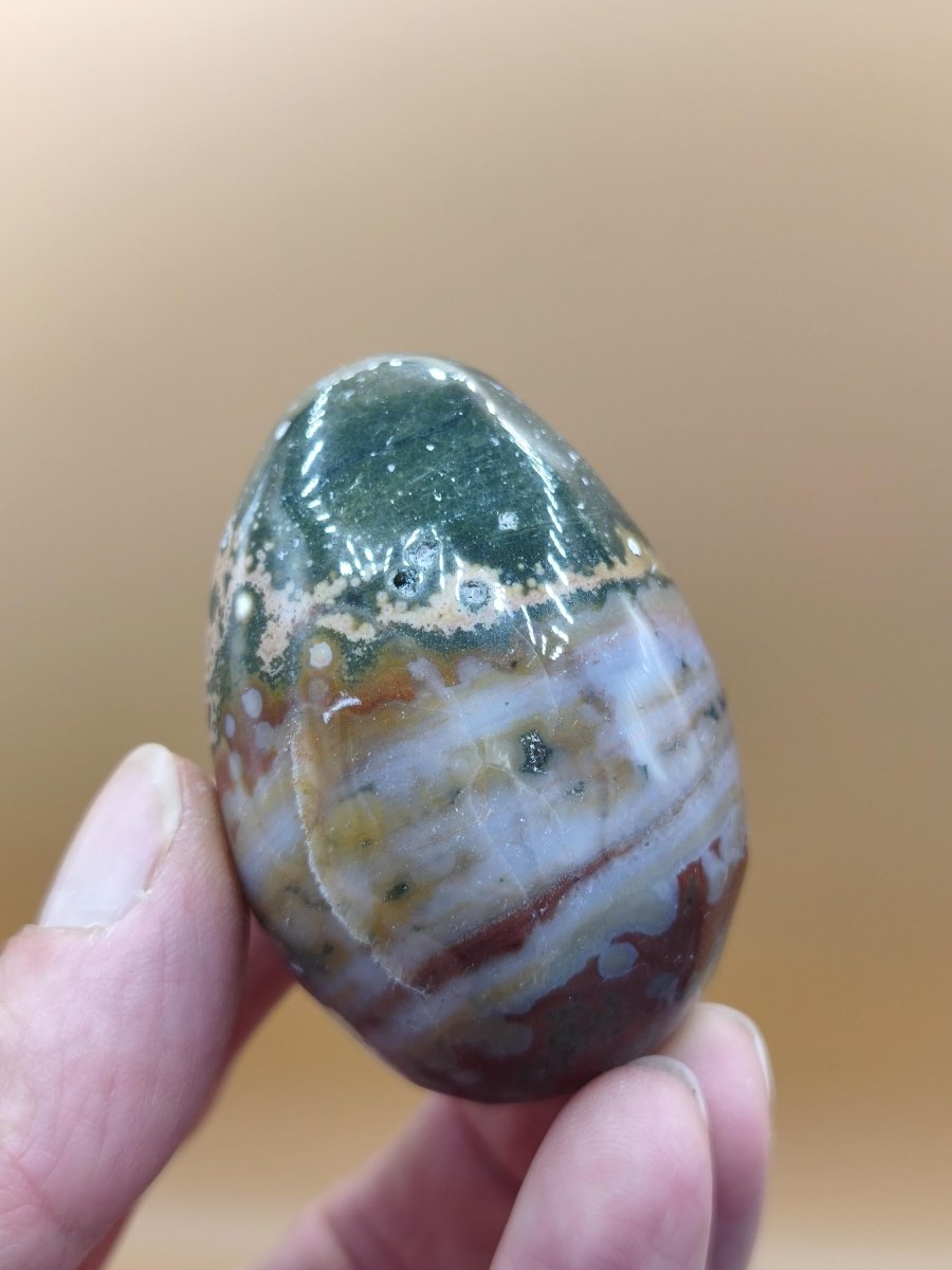8 Adern Ocean Jaspis Orbicular bunt - Edelstein Ei Kugel Natur Heilstein Deko Crystal Geschenk Er Sie Mann Frau Haus Wohnen Selten - Art of Nature Berlin
