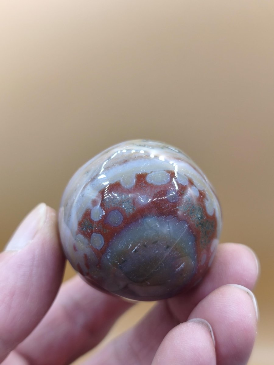 8 Adern Ocean Jaspis Orbicular bunt - Edelstein Ei Kugel Natur Heilstein Deko Crystal Geschenk Er Sie Mann Frau Haus Wohnen Selten - Art of Nature Berlin
