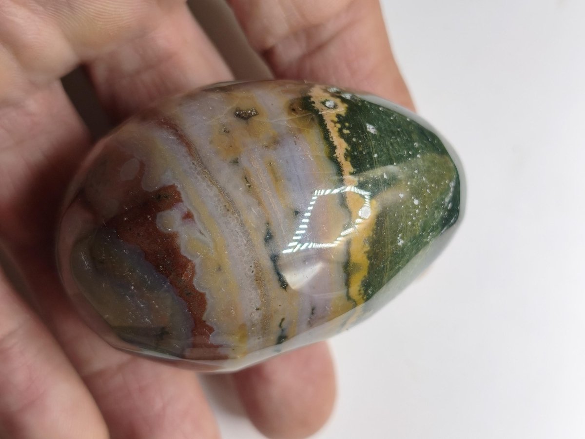 8 Adern Ocean Jaspis Orbicular bunt - Edelstein Ei Kugel Natur Heilstein Deko Crystal Geschenk Er Sie Mann Frau Haus Wohnen Selten - Art of Nature Berlin