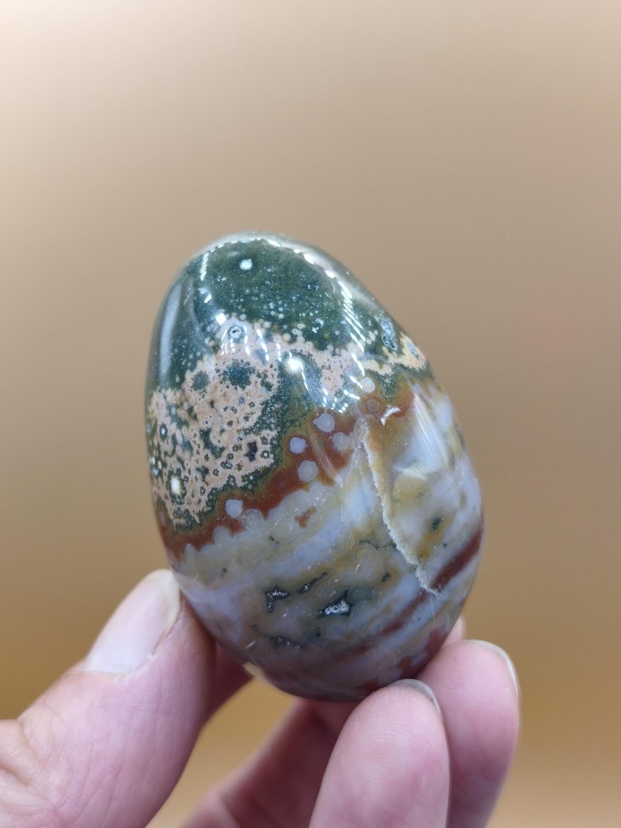 8 Adern Ocean Jaspis Orbicular bunt - Edelstein Ei Kugel Natur Heilstein Deko Crystal Geschenk Er Sie Mann Frau Haus Wohnen Selten - Art of Nature Berlin