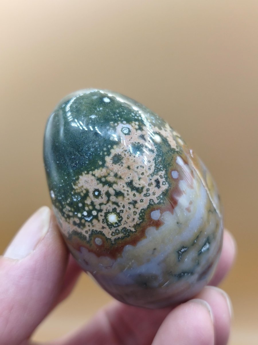 8 Adern Ocean Jaspis Orbicular bunt - Edelstein Ei Kugel Natur Heilstein Deko Crystal Geschenk Er Sie Mann Frau Haus Wohnen Selten - Art of Nature Berlin