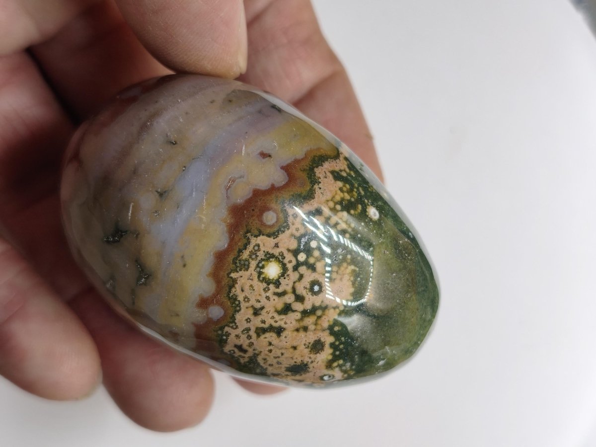 8 Adern Ocean Jaspis Orbicular bunt - Edelstein Ei Kugel Natur Heilstein Deko Crystal Geschenk Er Sie Mann Frau Haus Wohnen Selten - Art of Nature Berlin
