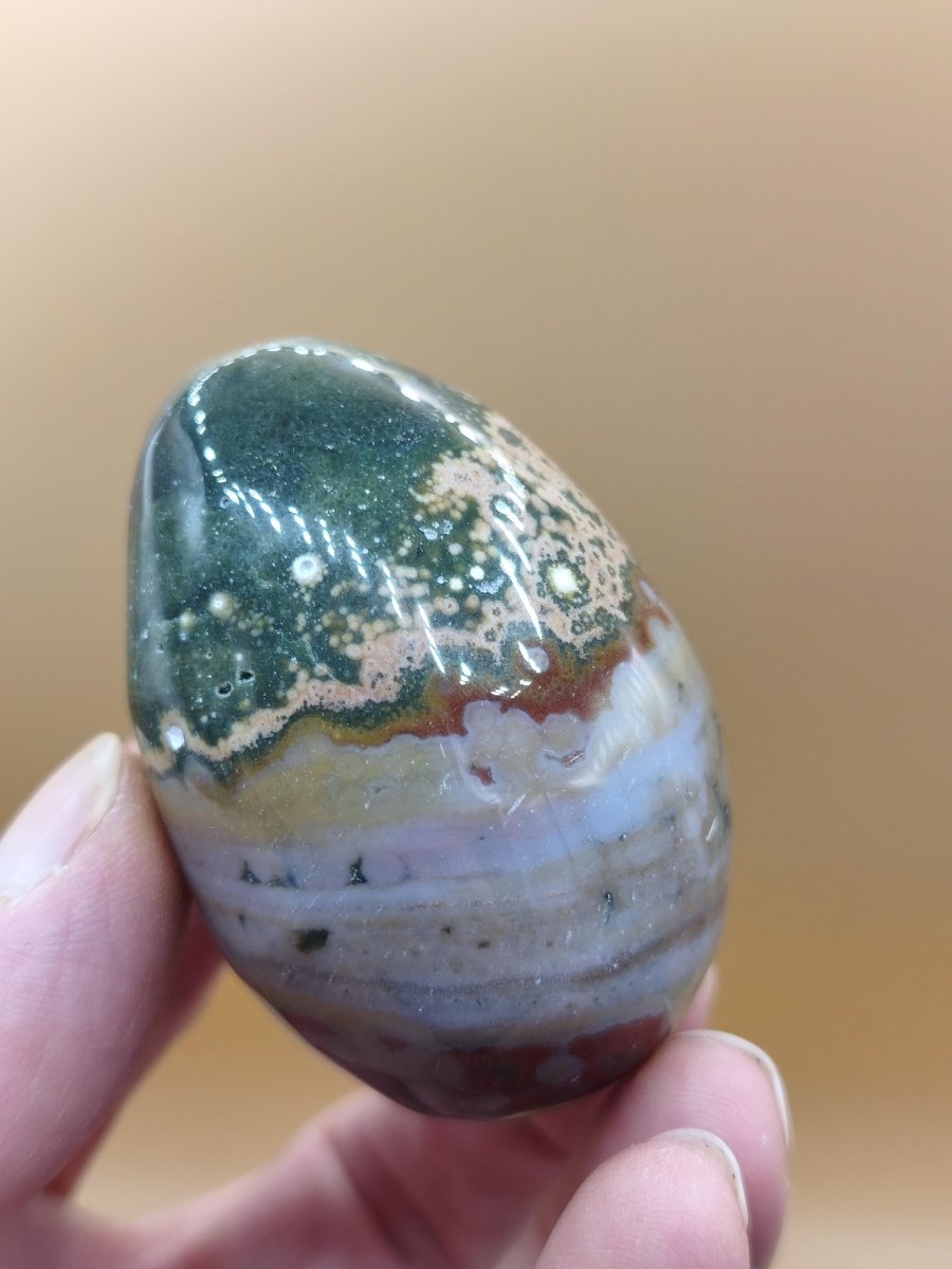 8 Adern Ocean Jaspis Orbicular bunt - Edelstein Ei Kugel Natur Heilstein Deko Crystal Geschenk Er Sie Mann Frau Haus Wohnen Selten - Art of Nature Berlin