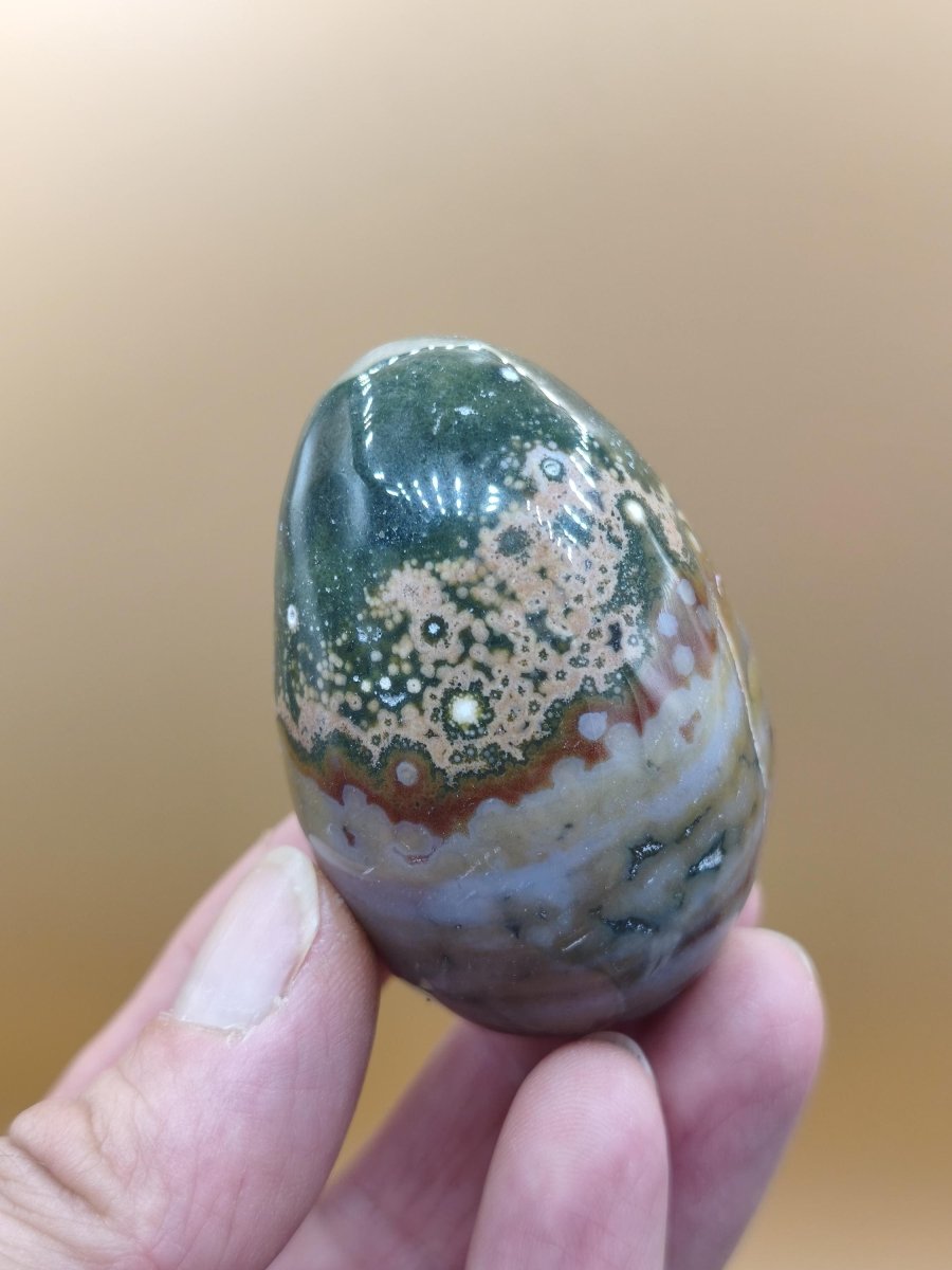 8 Adern Ocean Jaspis Orbicular bunt - Edelstein Ei Kugel Natur Heilstein Deko Crystal Geschenk Er Sie Mann Frau Haus Wohnen Selten - Art of Nature Berlin