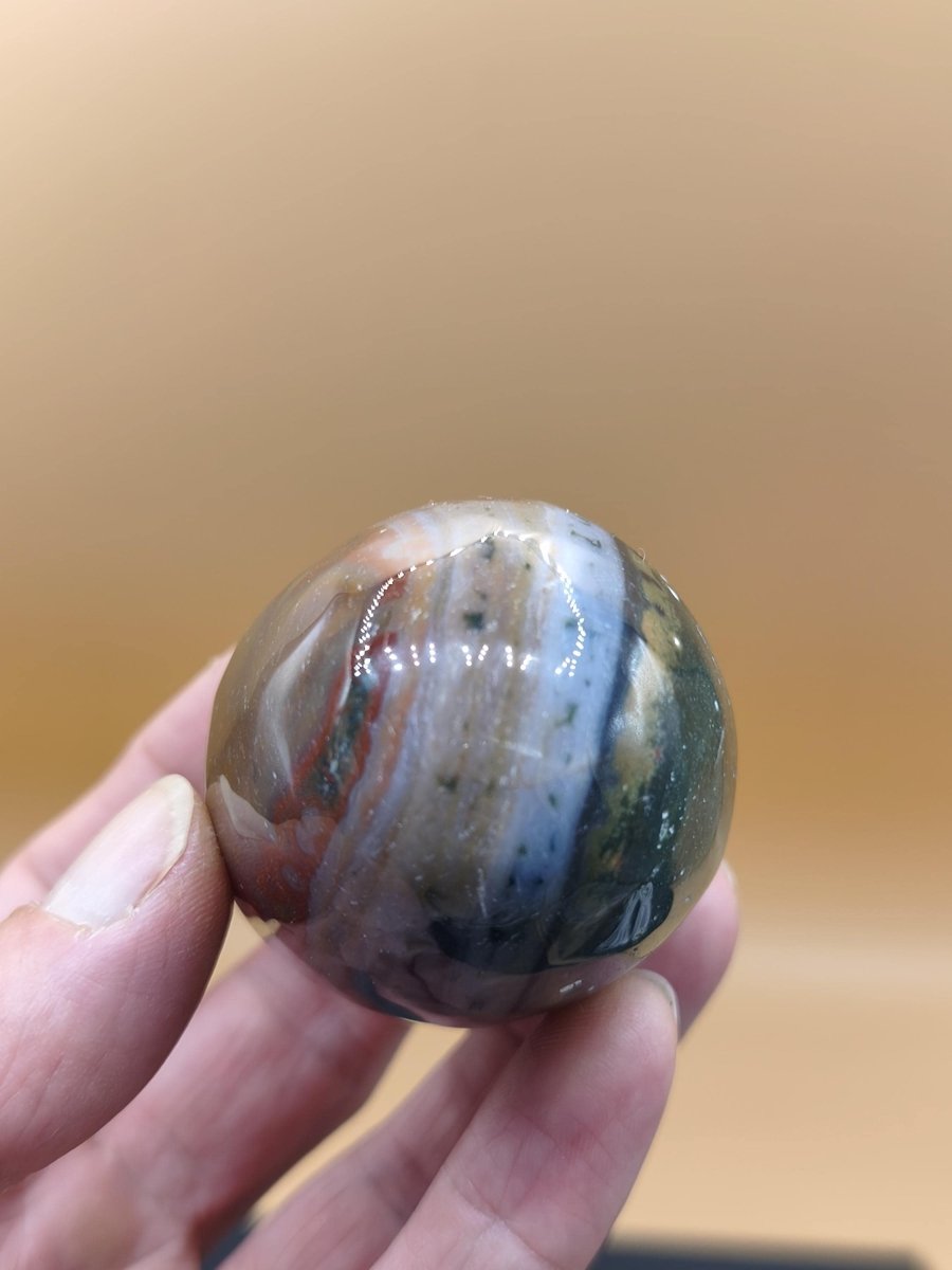 8 Adern Ocean Jaspis Orbicular bunt - Edelstein Ei Kugel Rarität Natur Heilstein Deko Crystal Geschenk Er Sie Mann Frau Haus Wohnen Selten - Art of Nature Berlin