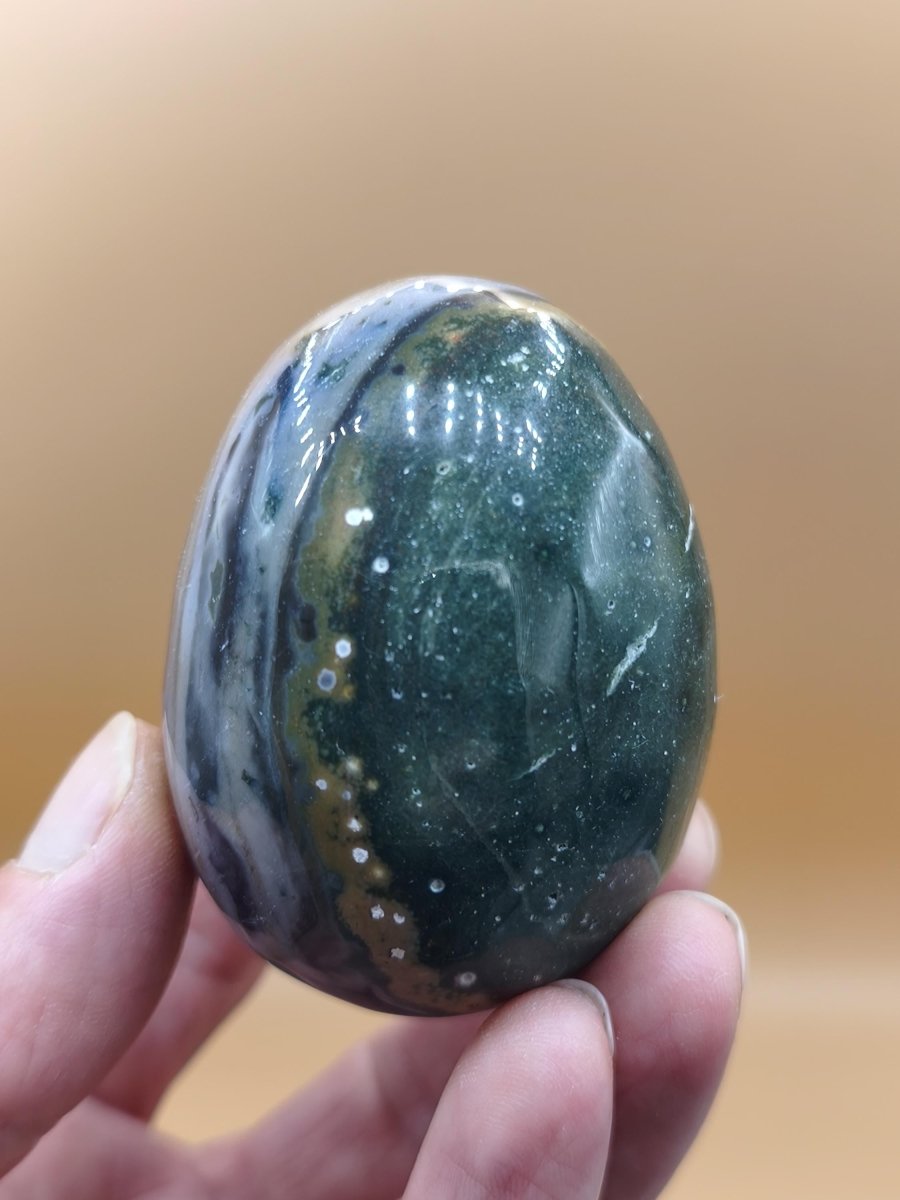 8 Adern Ocean Jaspis Orbicular bunt - Edelstein Ei Kugel Rarität Natur Heilstein Deko Crystal Geschenk Er Sie Mann Frau Haus Wohnen Selten - Art of Nature Berlin