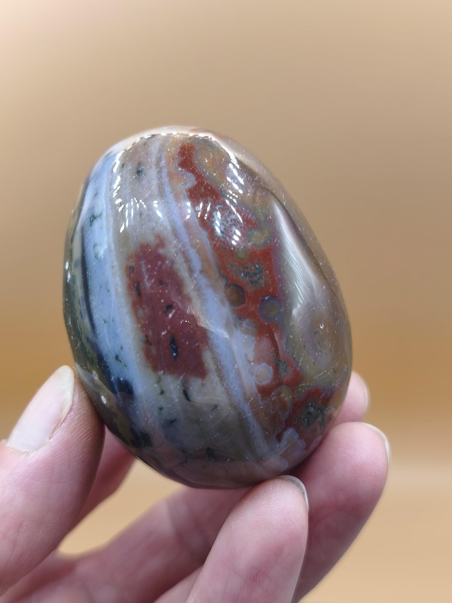 8 Adern Ocean Jaspis Orbicular bunt - Edelstein Ei Kugel Rarität Natur Heilstein Deko Crystal Geschenk Er Sie Mann Frau Haus Wohnen Selten - Art of Nature Berlin