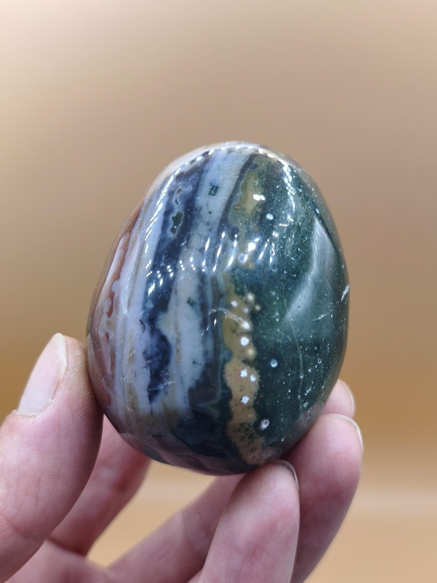 8 Adern Ocean Jaspis Orbicular bunt - Edelstein Ei Kugel Rarität Natur Heilstein Deko Crystal Geschenk Er Sie Mann Frau Haus Wohnen Selten - Art of Nature Berlin