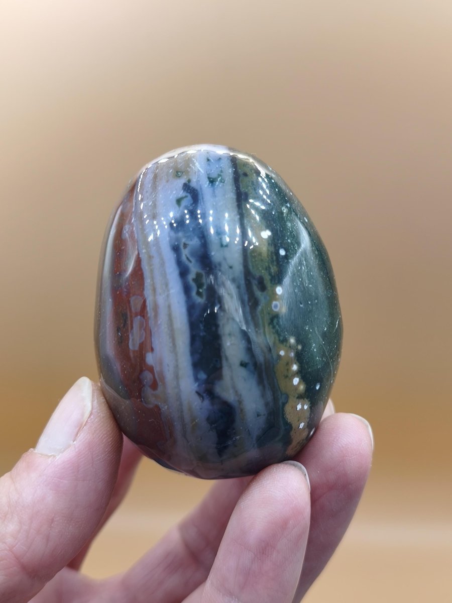 8 Adern Ocean Jaspis Orbicular bunt - Edelstein Ei Kugel Rarität Natur Heilstein Deko Crystal Geschenk Er Sie Mann Frau Haus Wohnen Selten - Art of Nature Berlin
