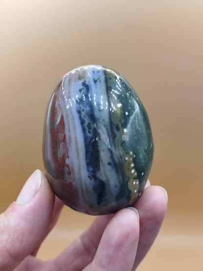 8 Adern Ocean Jaspis Orbicular bunt - Edelstein Ei Kugel Rarität Natur Heilstein Deko Crystal Geschenk Er Sie Mann Frau Haus Wohnen Selten - Art of Nature Berlin