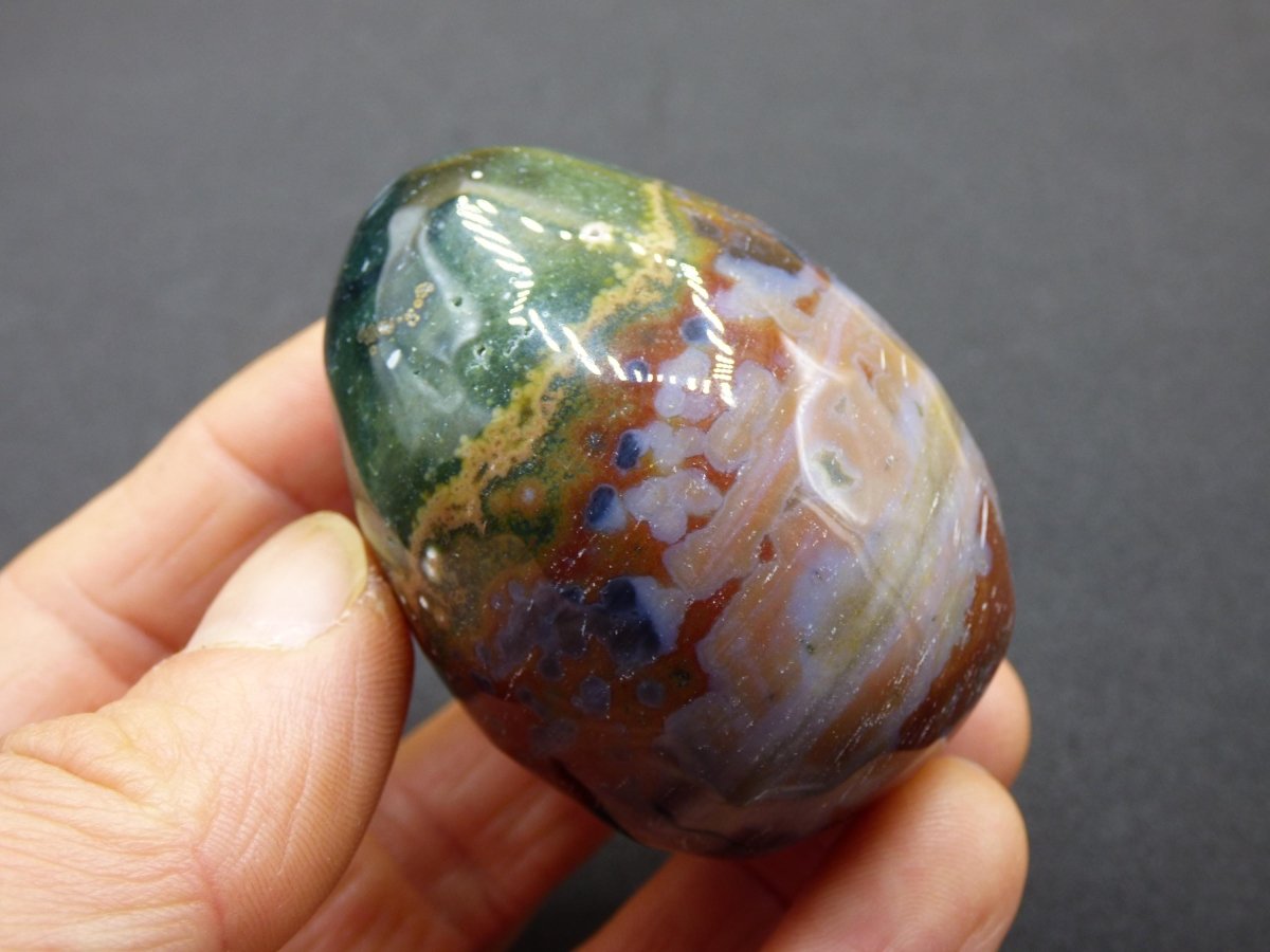 8 Adern Ocean Jaspis Orbicular bunt - Edelstein Ei Kugel Rarität Natur Heilstein Deko Crystal Geschenk Er Sie Mann Frau Haus Wohnen Selten - Art of Nature Berlin