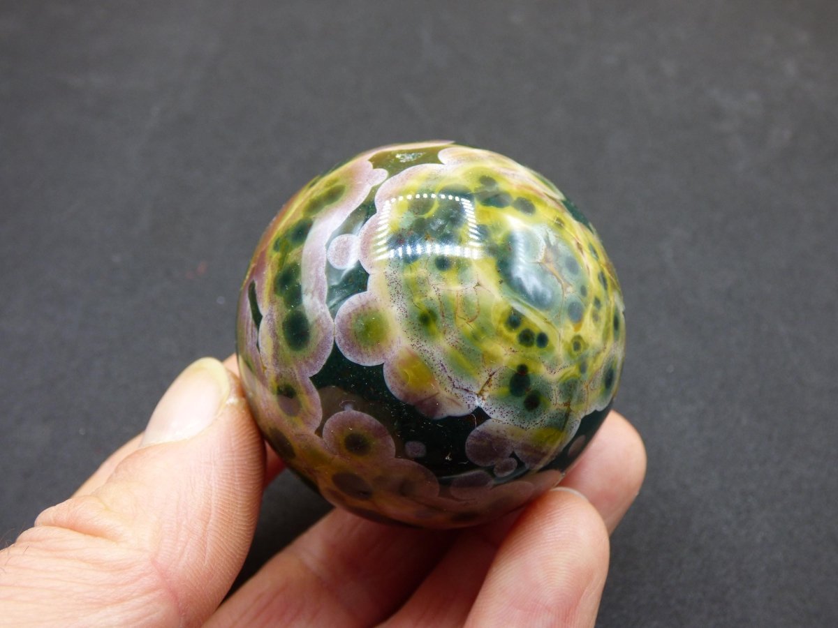 8 Adern Ocean Jaspis Orbicular bunt - Edelstein Kugel Natur Heilstein Deko Kristall Geschenk Er Sie Mann Frau Haus Wohnung Energie Selten - Art of Nature Berlin