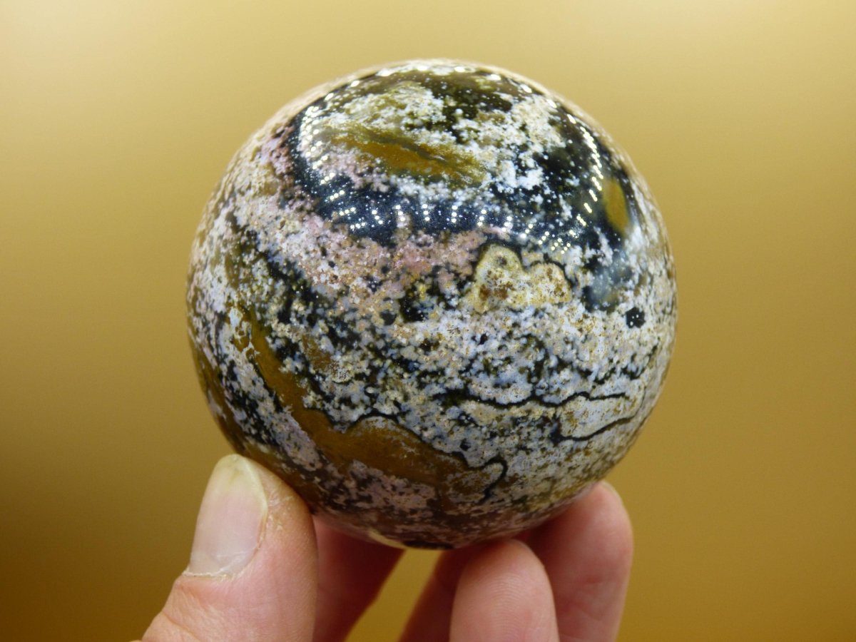8 Adern Ocean Jaspis Orbicular bunt - Edelstein Kugel Rarität Natur Heilstein Deko Kristall Geschenk Er Sie Mann Frau Haus Energie Selten - Art of Nature Berlin