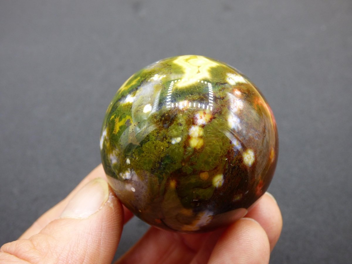 8 Adern Ocean Jaspis Orbicular bunt - Edelstein Kugel Rarität Natur Heilstein Deko Kristall Geschenk Er Sie Mann Frau Haus Energie Selten - Art of Nature Berlin