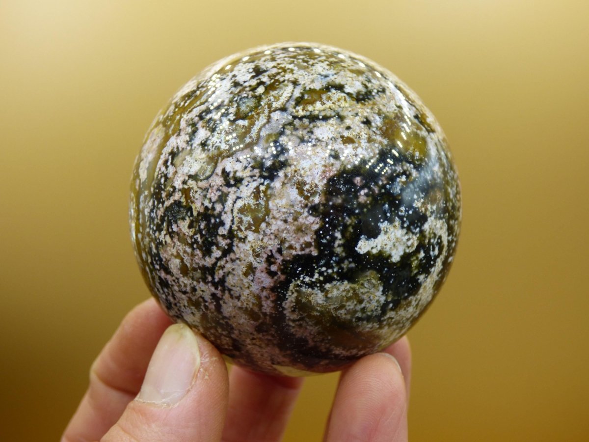 8 Adern Ocean Jaspis Orbicular bunt - Edelstein Kugel Rarität Natur Heilstein Deko Kristall Geschenk Er Sie Mann Frau Haus Energie Selten - Art of Nature Berlin