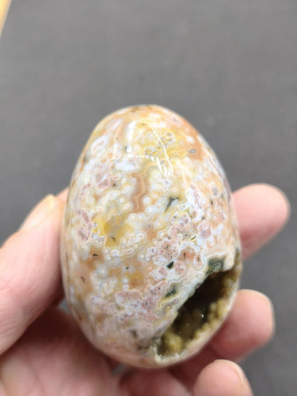 8 Adern Ocean Jaspis Orbicular gelb rot weiß - Edelstein Ei Kugel Natur Heilstein Deko Crystal Geschenk Er Sie Mann Frau Haus Wohnen Selten - Art of Nature Berlin