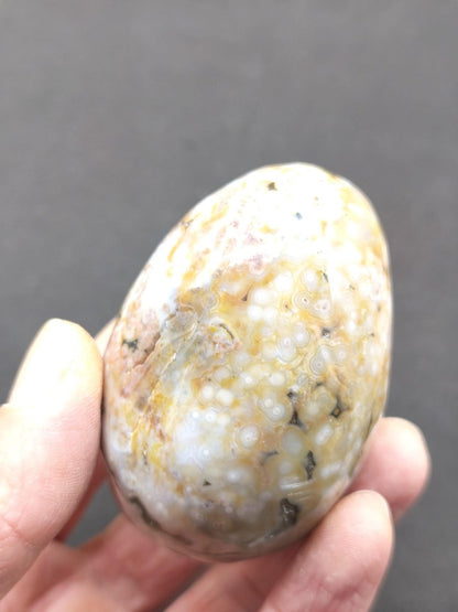 8 Adern Ocean Jaspis Orbicular gelb rot weiß - Edelstein Ei Kugel Natur Heilstein Deko Crystal Geschenk Er Sie Mann Frau Haus Wohnen Selten - Art of Nature Berlin