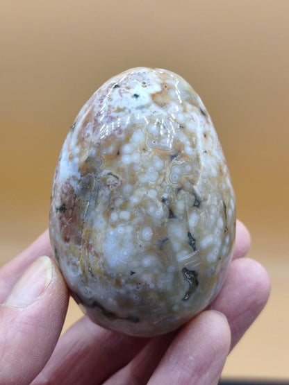 8 Adern Ocean Jaspis Orbicular gelb rot weiß - Edelstein Ei Kugel Natur Heilstein Deko Crystal Geschenk Er Sie Mann Frau Haus Wohnen Selten - Art of Nature Berlin