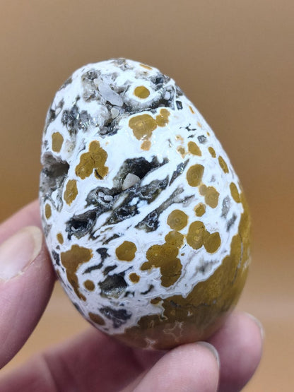 8 Adern Ocean Jaspis Orbicular gelb weiß - Edelstein Ei Kugel Natur Heilstein Deko Crystal Geschenk Er Sie Mann Frau Haus Wohnen Selten - Art of Nature Berlin
