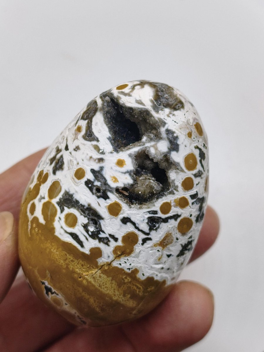8 Adern Ocean Jaspis Orbicular gelb weiß - Edelstein Ei Kugel Natur Heilstein Deko Crystal Geschenk Er Sie Mann Frau Haus Wohnen Selten - Art of Nature Berlin