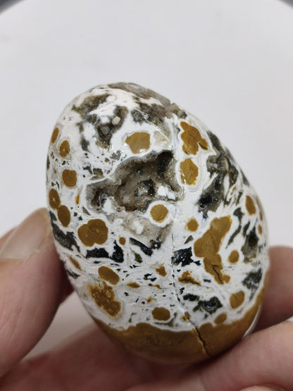 8 Adern Ocean Jaspis Orbicular gelb weiß - Edelstein Ei Kugel Natur Heilstein Deko Crystal Geschenk Er Sie Mann Frau Haus Wohnen Selten - Art of Nature Berlin