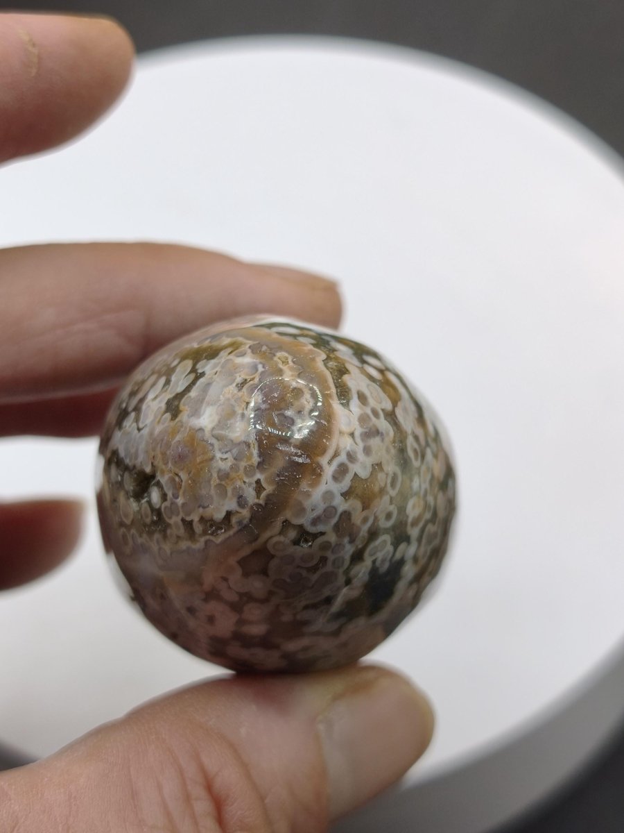 8 Adern Ocean Jaspis Orbicular grün beige Edelstein Ei Kugel Natur Heilstein Deko Crystal Geschenk Er Sie Mann Frau Haus Wohnen Selten - Art of Nature Berlin