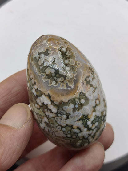 8 Adern Ocean Jaspis Orbicular grün beige Edelstein Ei Kugel Natur Heilstein Deko Crystal Geschenk Er Sie Mann Frau Haus Wohnen Selten - Art of Nature Berlin