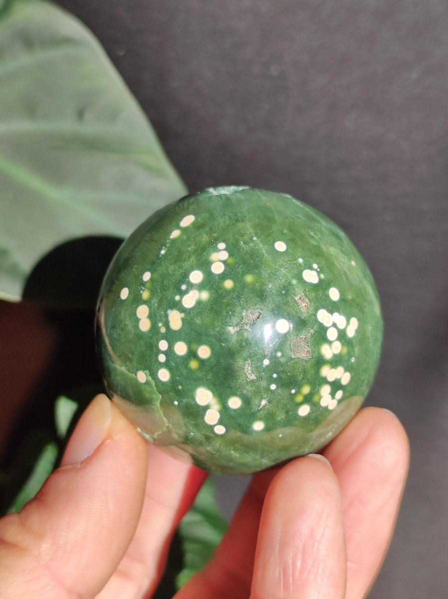 8 Adern Ocean Jaspis Orbicular grün - Edelstein Kugel Natur Heilstein Deko Kristall Geschenk Er Sie Mann Frau Haus Wohnung Energie Selten - Art of Nature Berlin