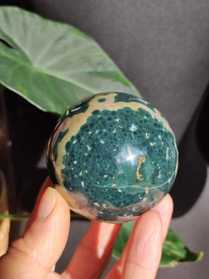 8 Adern Ocean Jaspis Orbicular grün - Edelstein Kugel Rarität Natur Heilstein Deko Kristall Geschenk Er Sie Mann Frau Haus Energie Selten - Art of Nature Berlin