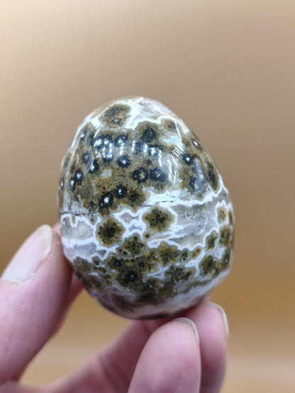 8 Adern Ocean Jaspis Orbicular grünbraun weiß - Edelstein Ei Kugel Natur Heilstein Deko Crystal Geschenk Er Sie Mann Frau Haus Wohnen Selten - Art of Nature Berlin