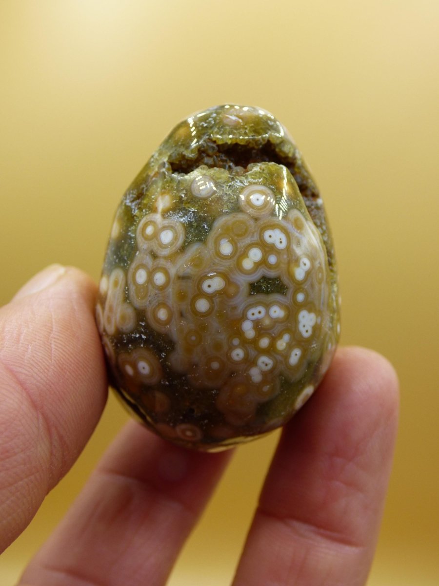 8 Adern Ocean Jaspis Orbicular grün - Edelstein Ei Kugel Natur Heilstein Deko Kristall Geschenk Er Sie Mann Frau Haus Wohnung Energie Selten - Art of Nature Berlin