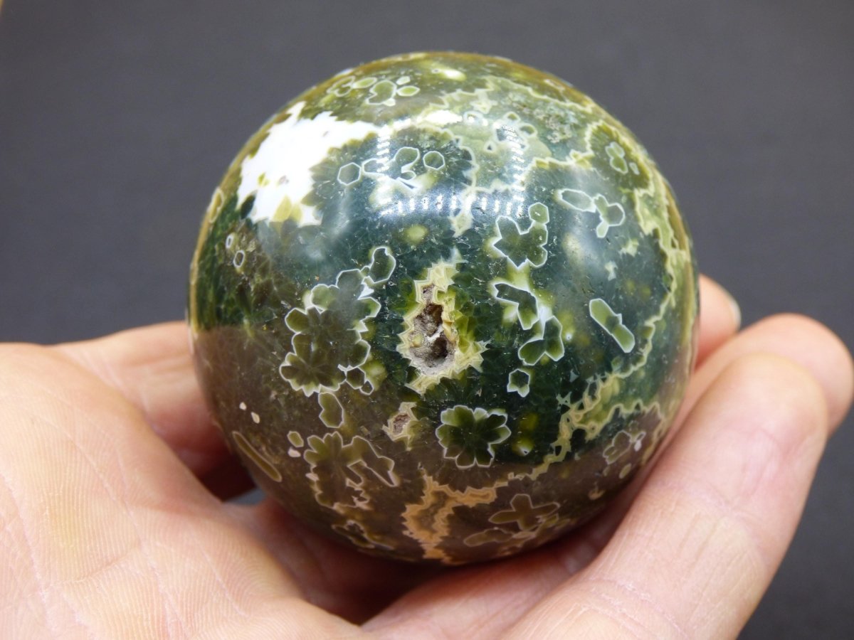 8 Adern Ocean Jaspis Orbicular grün - Edelstein Kugel Natur Heilstein Deko Kristall Geschenk Er Sie Mann Frau Haus Wohnung Energie Selten - Art of Nature Berlin