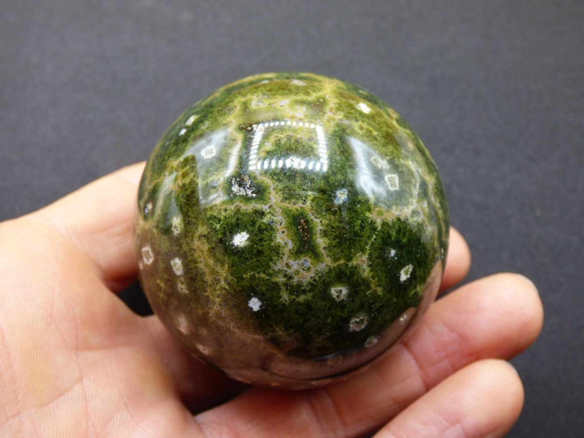 8 Adern Ocean Jaspis Orbicular grün - Edelstein Kugel Natur Heilstein Deko Kristall Geschenk Er Sie Mann Frau Haus Wohnung Energie Selten - Art of Nature Berlin