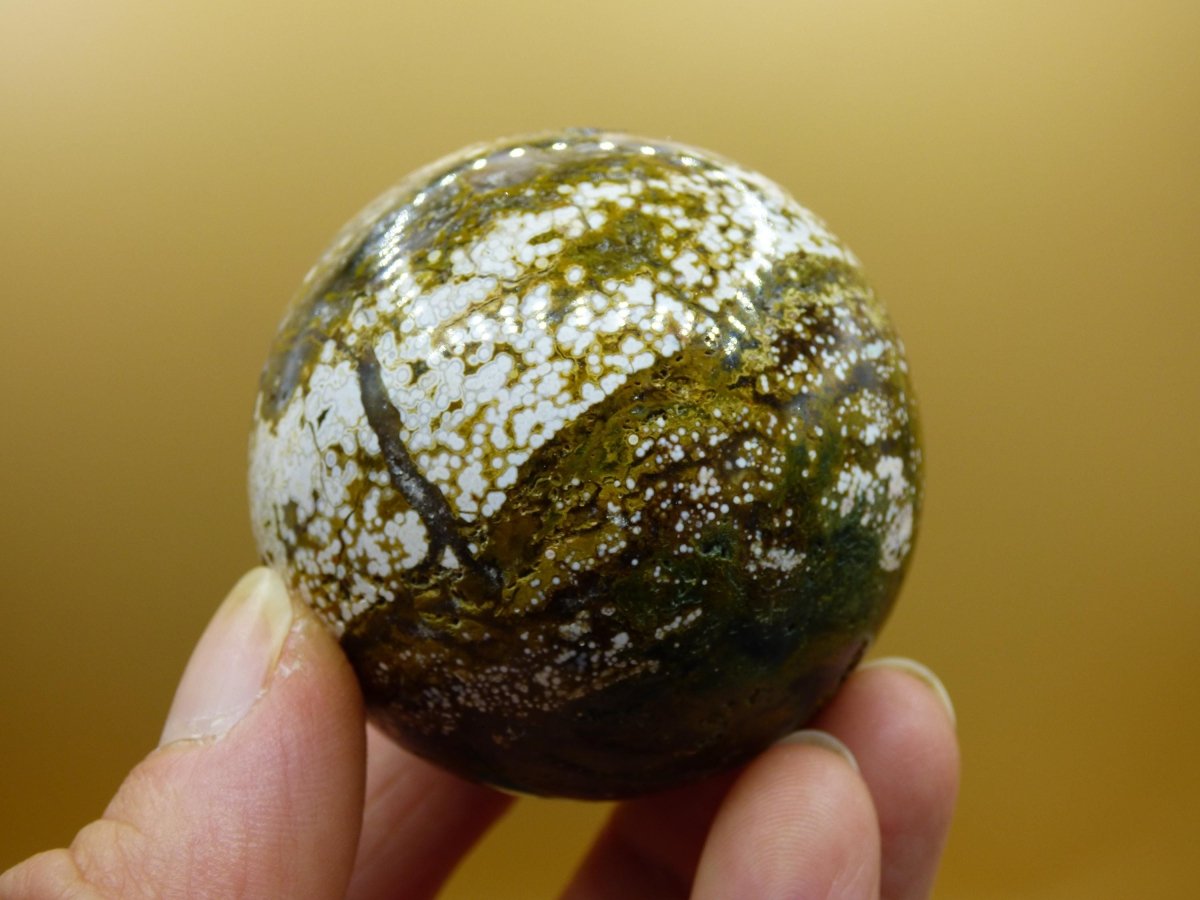 8 Adern Ocean Jaspis Orbicular grün - Edelstein Kugel Natur Heilstein Deko Kristall Geschenk Er Sie Mann Frau Haus Wohnung Energie Selten - Art of Nature Berlin