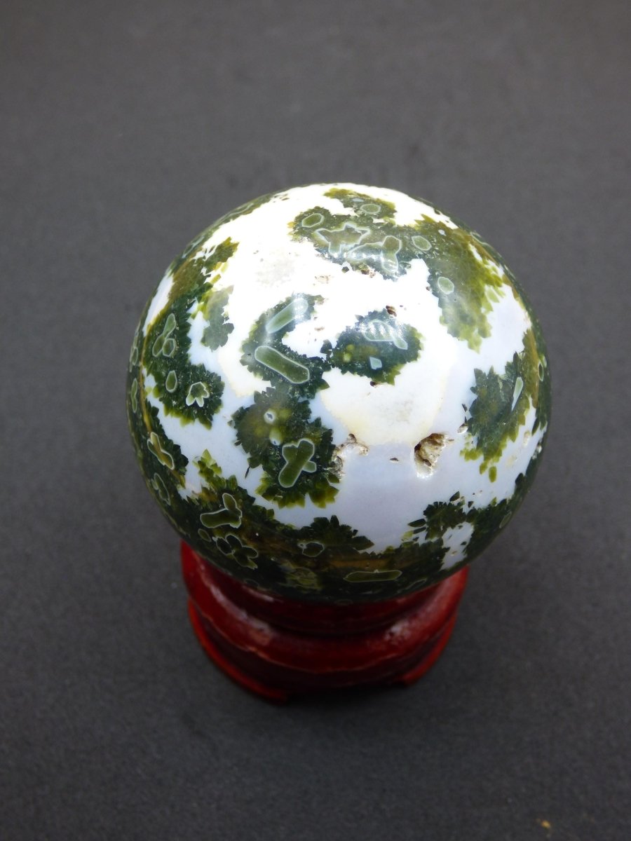 8 Adern Ocean Jaspis Orbicular grün - Edelstein Kugel Natur Heilstein Deko Kristall Geschenk Er Sie Mann Frau Haus Wohnung Energie Selten - Art of Nature Berlin