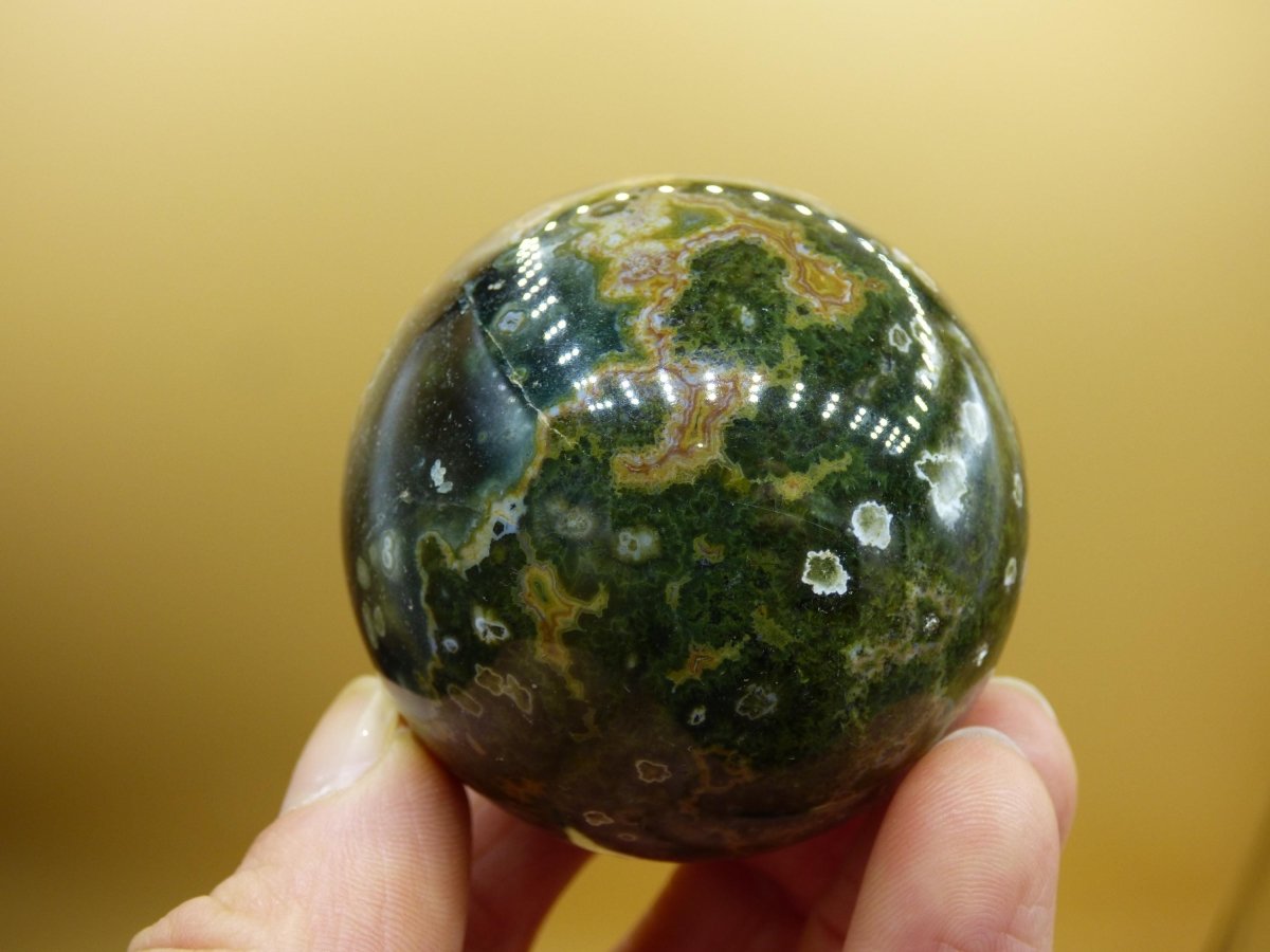 8 Adern Ocean Jaspis Orbicular grün - Edelstein Kugel Natur Heilstein Deko Kristall Geschenk Er Sie Mann Frau Haus Wohnung Energie Selten - Art of Nature Berlin