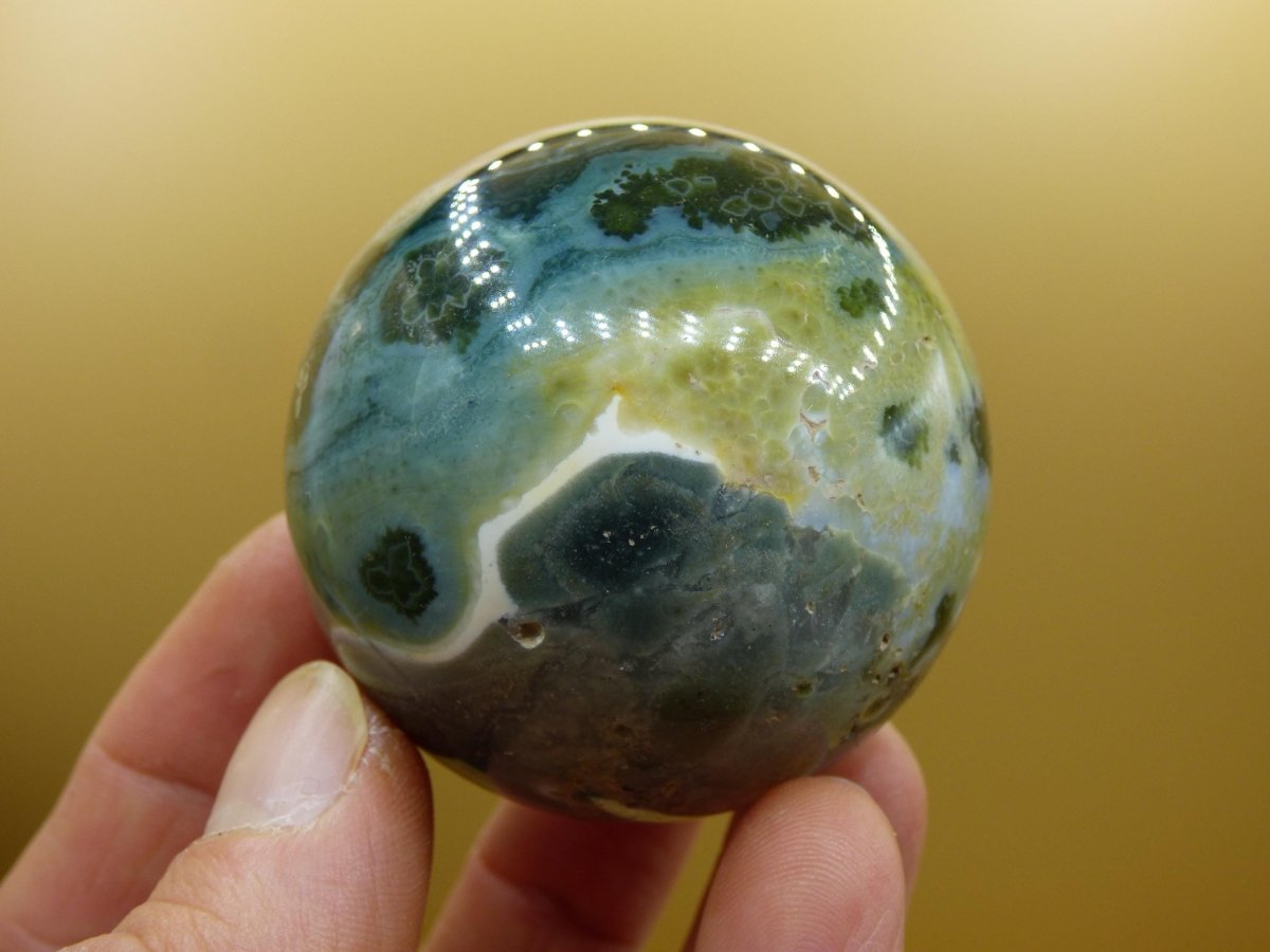 8 Adern Ocean Jaspis Orbicular grün - Edelstein Kugel Natur Heilstein Deko Kristall Geschenk Er Sie Mann Frau Haus Wohnung Energie Selten - Art of Nature Berlin