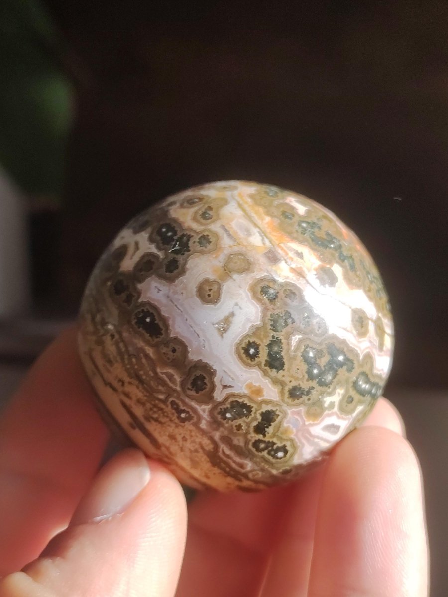 8 Adern Ocean Jaspis Orbicular grün - Edelstein Kugel Natur Heilstein Deko Kristall Geschenk Er Sie Mann Frau Haus Wohnung Energie Selten - Art of Nature Berlin