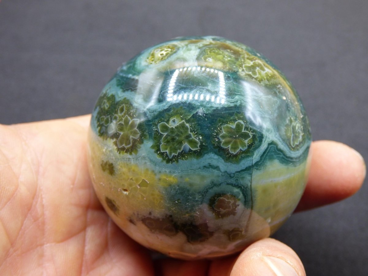 8 Adern Ocean Jaspis Orbicular grün - Edelstein Kugel Natur Heilstein Deko Kristall Geschenk Er Sie Mann Frau Haus Wohnung Energie Selten - Art of Nature Berlin