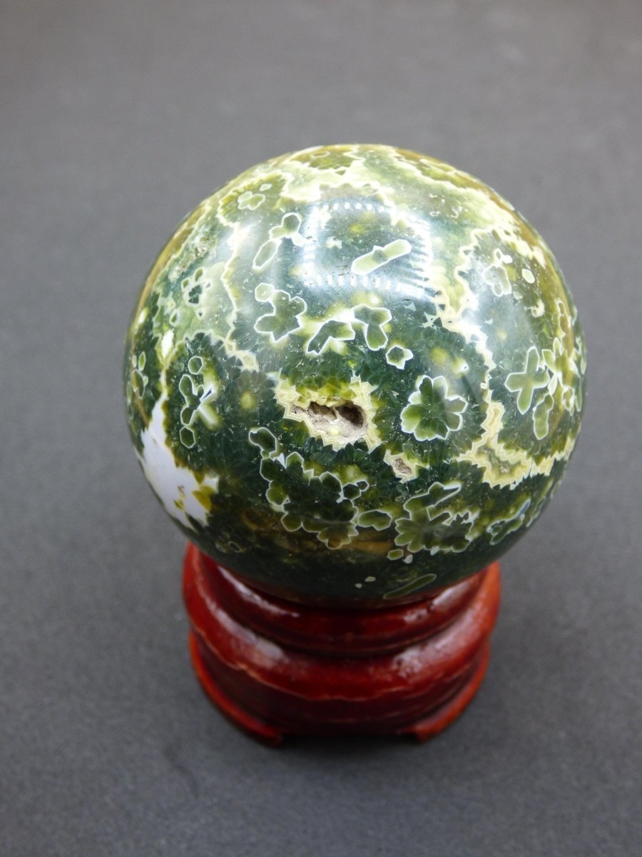 8 Adern Ocean Jaspis Orbicular grün - Edelstein Kugel Natur Heilstein Deko Kristall Geschenk Er Sie Mann Frau Haus Wohnung Energie Selten - Art of Nature Berlin