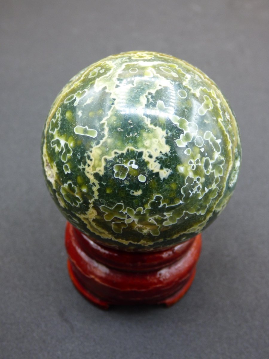 8 Adern Ocean Jaspis Orbicular grün - Edelstein Kugel Natur Heilstein Deko Kristall Geschenk Er Sie Mann Frau Haus Wohnung Energie Selten - Art of Nature Berlin