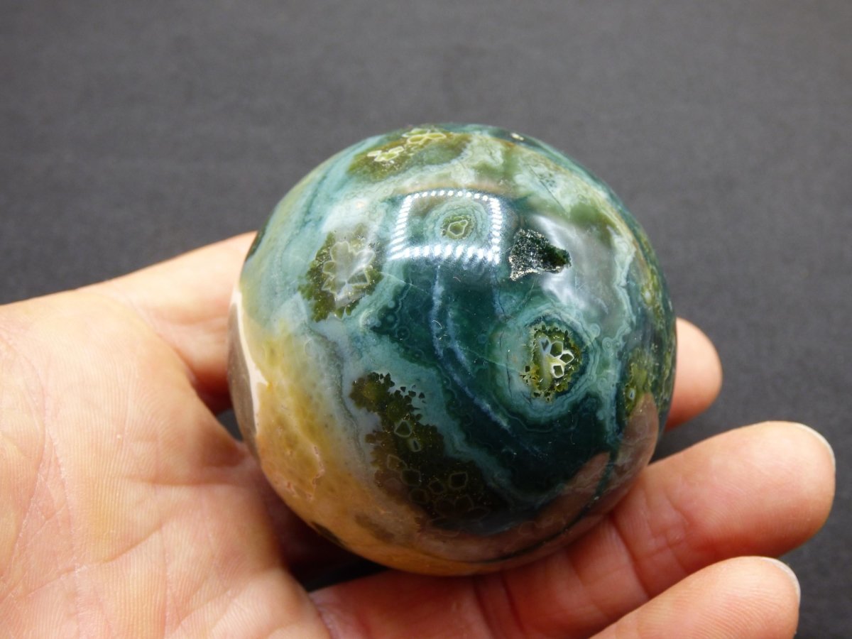 8 Adern Ocean Jaspis Orbicular grün - Edelstein Kugel Natur Heilstein Deko Kristall Geschenk Er Sie Mann Frau Haus Wohnung Energie Selten - Art of Nature Berlin