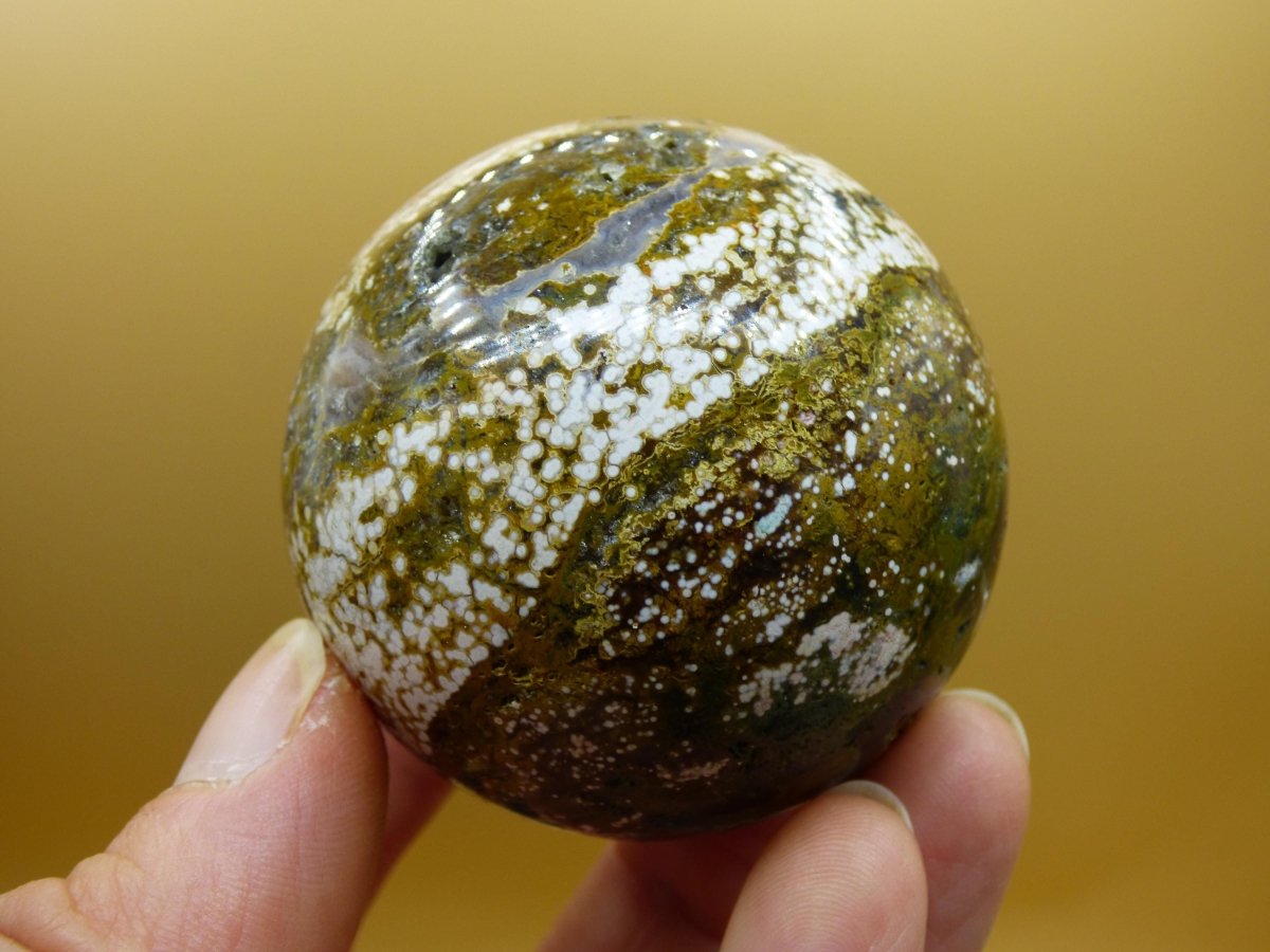 8 Adern Ocean Jaspis Orbicular grün - Edelstein Kugel Natur Heilstein Deko Kristall Geschenk Er Sie Mann Frau Haus Wohnung Energie Selten - Art of Nature Berlin