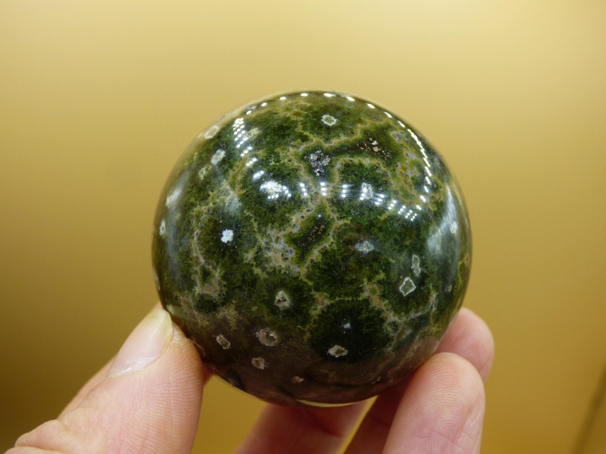 8 Adern Ocean Jaspis Orbicular grün - Edelstein Kugel Natur Heilstein Deko Kristall Geschenk Er Sie Mann Frau Haus Wohnung Energie Selten - Art of Nature Berlin