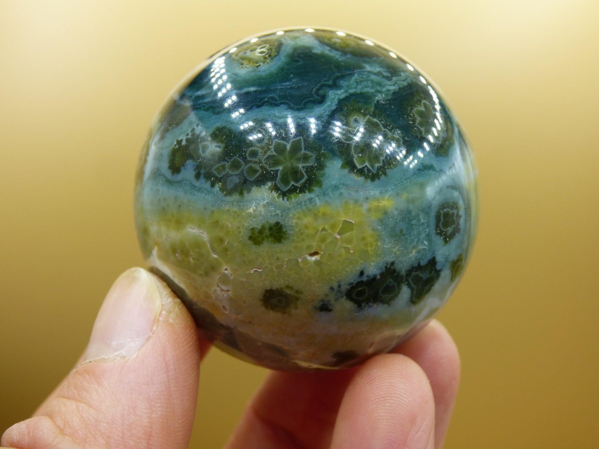8 Adern Ocean Jaspis Orbicular grün - Edelstein Kugel Natur Heilstein Deko Kristall Geschenk Er Sie Mann Frau Haus Wohnung Energie Selten - Art of Nature Berlin