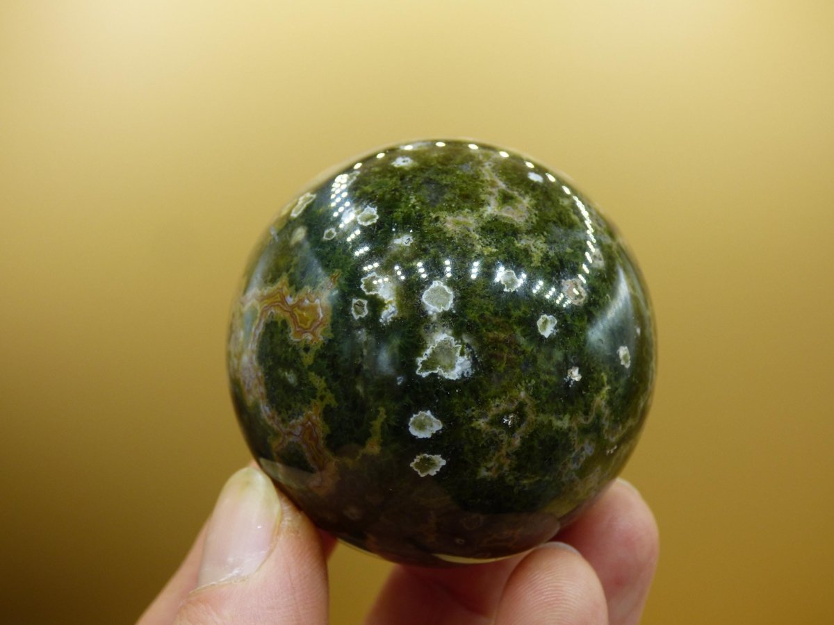 8 Adern Ocean Jaspis Orbicular grün - Edelstein Kugel Natur Heilstein Deko Kristall Geschenk Er Sie Mann Frau Haus Wohnung Energie Selten - Art of Nature Berlin