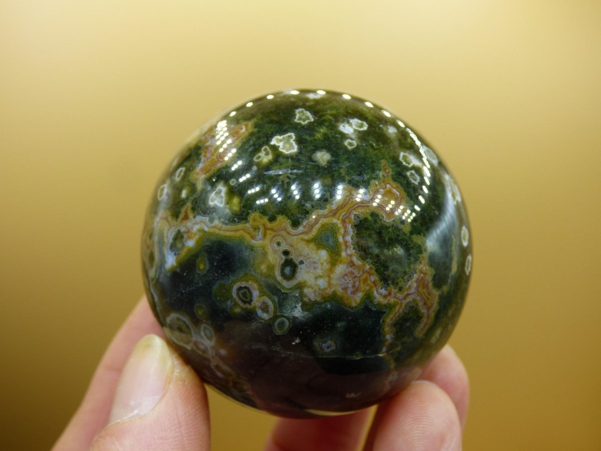 8 Adern Ocean Jaspis Orbicular grün - Edelstein Kugel Natur Heilstein Deko Kristall Geschenk Er Sie Mann Frau Haus Wohnung Energie Selten - Art of Nature Berlin