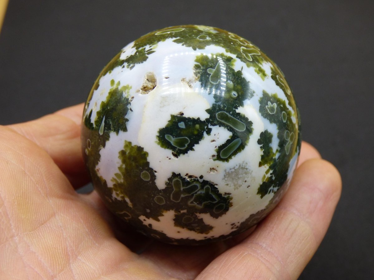 8 Adern Ocean Jaspis Orbicular grün - Edelstein Kugel Natur Heilstein Deko Kristall Geschenk Er Sie Mann Frau Haus Wohnung Energie Selten - Art of Nature Berlin