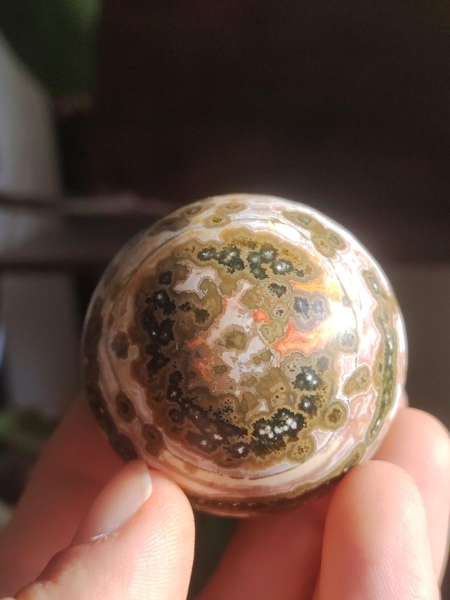 8 Adern Ocean Jaspis Orbicular grün - Edelstein Kugel Natur Heilstein Deko Kristall Geschenk Er Sie Mann Frau Haus Wohnung Energie Selten - Art of Nature Berlin