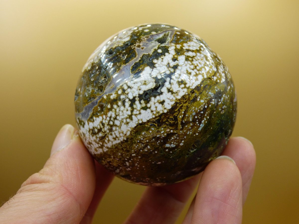 8 Adern Ocean Jaspis Orbicular grün - Edelstein Kugel Natur Heilstein Deko Kristall Geschenk Er Sie Mann Frau Haus Wohnung Energie Selten - Art of Nature Berlin